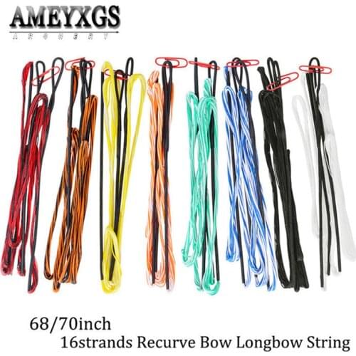 8 Colors 16 Strands Archery Spare Bowstring 68/70inch Recurve Traditional Bow Longbow Shooting Replaceable String for Hunting