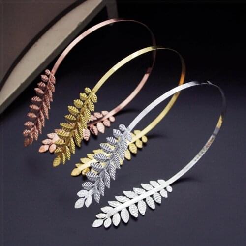 Baroque Tiaras Hairband Metal Charm Leaf Crown Headbands Prom Party Hair Jewelry Bridal Wedding Fashion Jewelry Head Accessory
