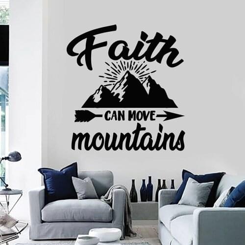 Wall Decal Faith Can Move Mountains Motivational Quotes Phrase Vinyl Window Stickers Bedroom Living Room Home Decor Mural M821
