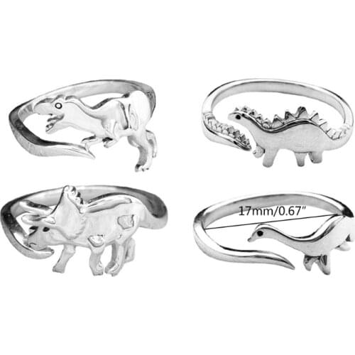 3XUA Vintage Dinosaur Rings Cute Animal Open Ring Retro Rings Full Finger Ring Statement Biker Punk Rings for Women Girls Men