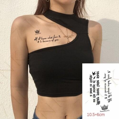 Waterproof Temporary Tattoo Sticker English Letter Crown Swallow Body Art Flash Tatoo Wrist Leg Neck Fake Tatto For Woman Men