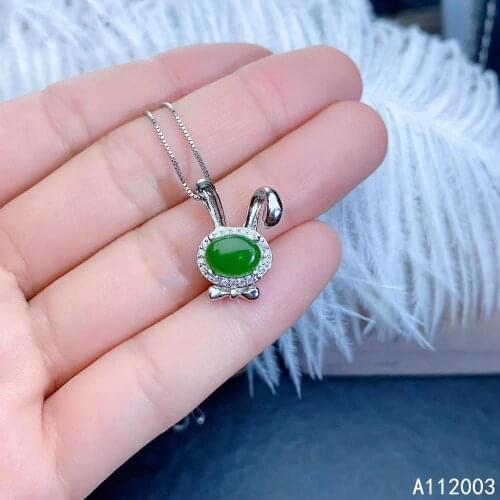 KJJEAXCMY Fine Jewelry 925 Sterling Silver inlaid Natural Jasper Female Pendant Necklace elegant Support Detection