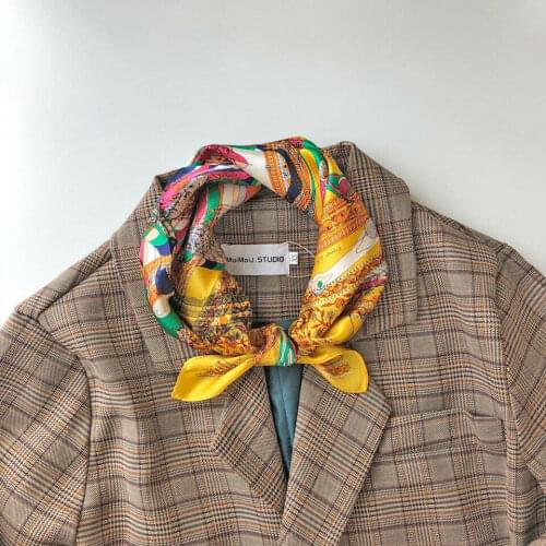 100% Silk Scarf Women Fashion Luxury Angle Wings Horse Print Bandana Shiny Kerchief Neck Hairband 20.8 inches