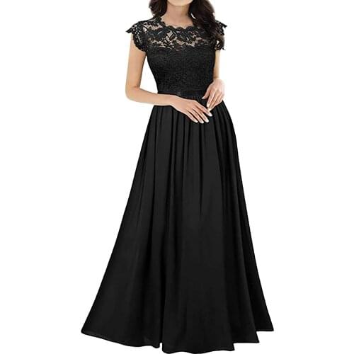 Sexy Women Sleeveless Lace Maxi Long Dress Summer Elegant O-Neck Draped Dresses Lady Temperament Wedding Prom Vestidos Robes