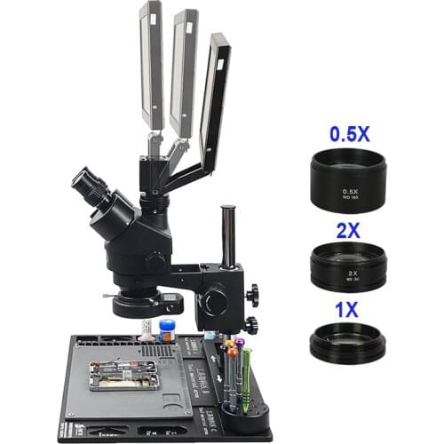 38MP HDMI USB Camera 3.5-180X 11.6'' LCD Trinocular Stereo Soldering Microscopes Stand HD TF 144 LED for Repair Mobile Phone