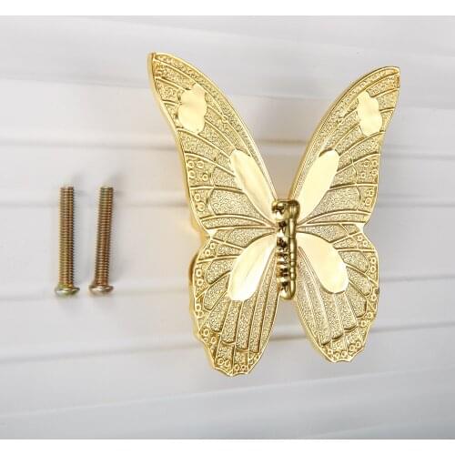 3D Butterfly Furniture Handle Knob Antique Bronze Brass Vintage Kitchen Handle Dresser Drawer Cabinet Pull Knobs Drawer Decor