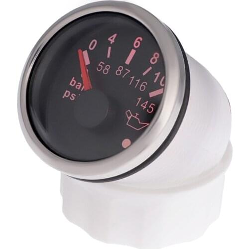 52mm Boat Car Mechanical Oil Press Gauge with NPT1/8 M10X1 Sensor Thread fit for 0-10 Bar Oil Pressure Sensors