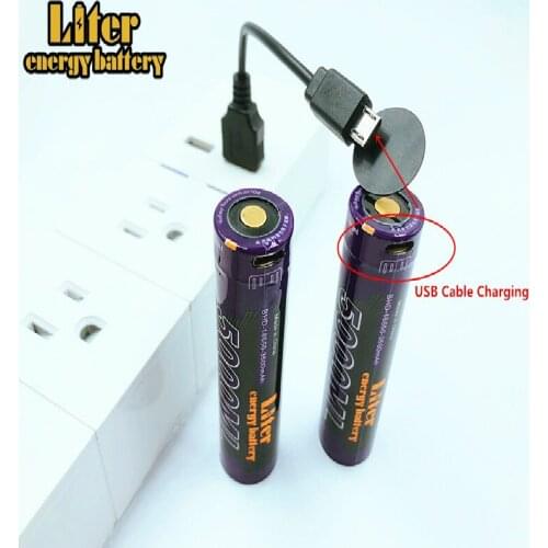 6PCS Liter energy battery USB 18650 3500mAh 3.7V Li-ion Rechargebale battery USB 5000ML Li-ion battery + USB wire