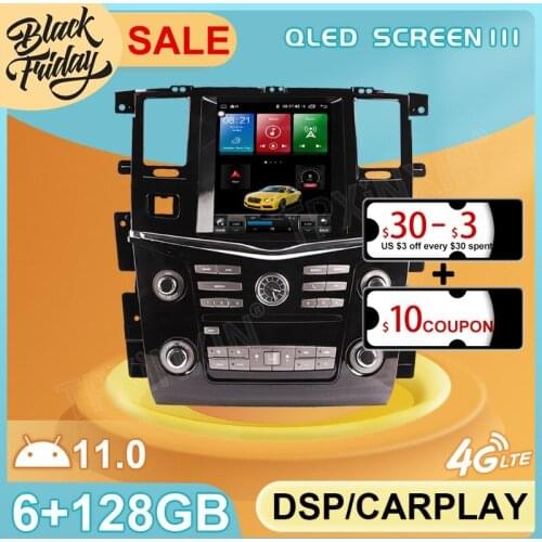 Android 11 6+128GB Tesla Style for Nissan Patrol 2003 2010 GPS Car Navigation Multimedia Video Stereo Player Radio Carplay 2 DIN