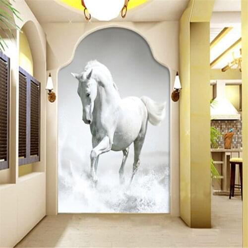 Beibehang Custom wallpaper 3d modern continental white horse gallop living room TV home decoration murals background fotobehang