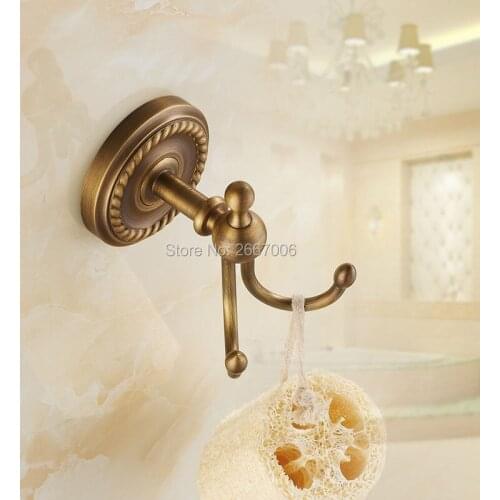 Free shipping Gift Euro Antique Brass Bathroom accessories Robe Hook Clothes Hook Wall Mount Towel Hooks home decoration ZR2100