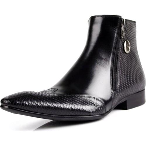 Fashion Double Zip Boots Mens Burgundy Leather Ankle Boots Pointed Toe Black Leather Cowboy Boots Euro 45 Outdoor Shoes Italian