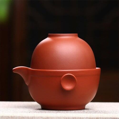 Yixing Purple Clay Teapot Creative Portable Travel Tea Set Including 1 Pot + 1 Cup Teaware Chinese Kung Fu Drinkware Teacups