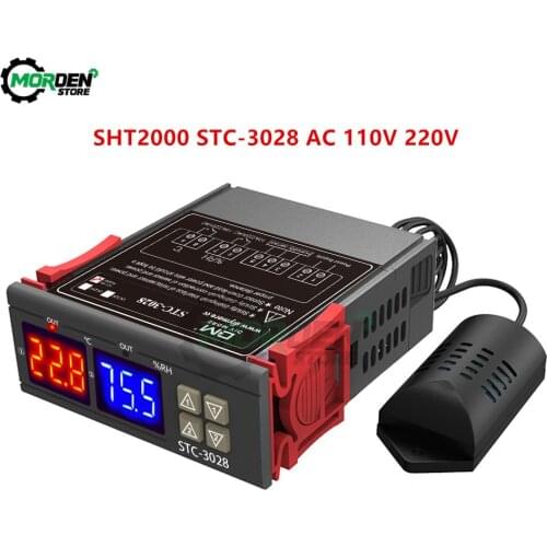 SHT2000 STC-3028 Dual Digital Temperature Humidity Controller AC 110V 220V Thermostat Humidistat Therometer Hygrometer