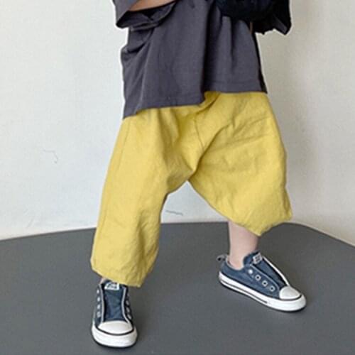Children Shorts 2021 Summer New Solid Color Simple Wash Cotton Boys and Girls Casual Anti Mosquito Pants