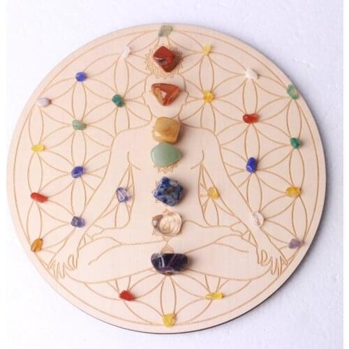 Chakra Crystal Rune Pattern Meditation Gems Feng Shui Altar(20cm)