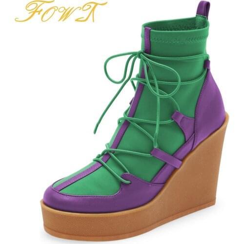 FOWT Women's Wedge Ankle Boots