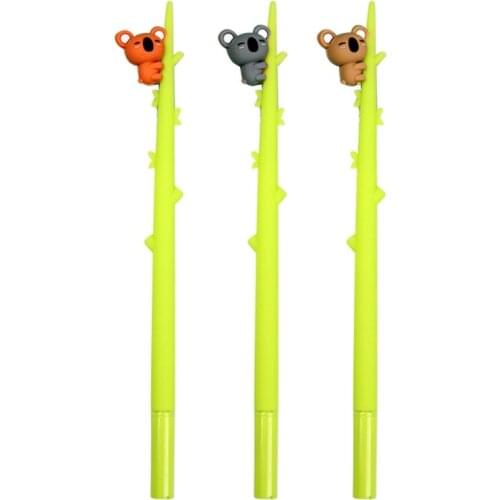 D57D 3 PCS Cute Koala Bear Gel Pen Refillable Signature Pen Halloween/Christmas Party Supplies Gift for student Children