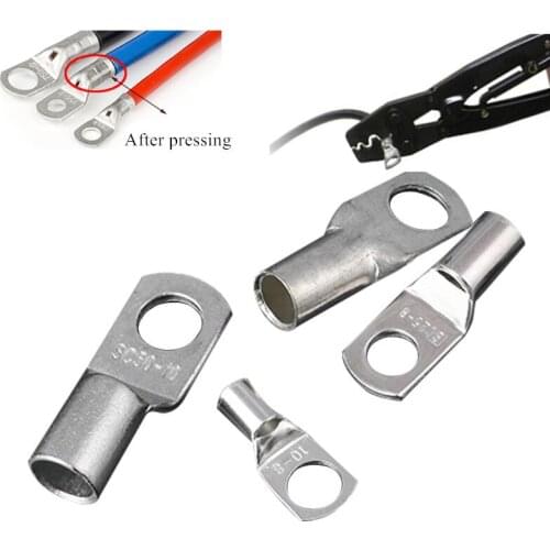 Hot SC70-8 Bolt Hole Tinned Copper battery cable lugs Ring Seal Bare Wire Connector crimp terminal block Electrical Supplies