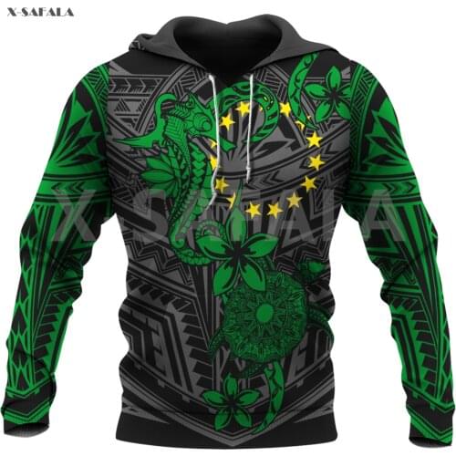 Cook Islands Red Seahorse Turtle Floral 3D Over Printed Hoodie Man Women Unisex Outwear Zipper Pullover Sweatshirt Casual