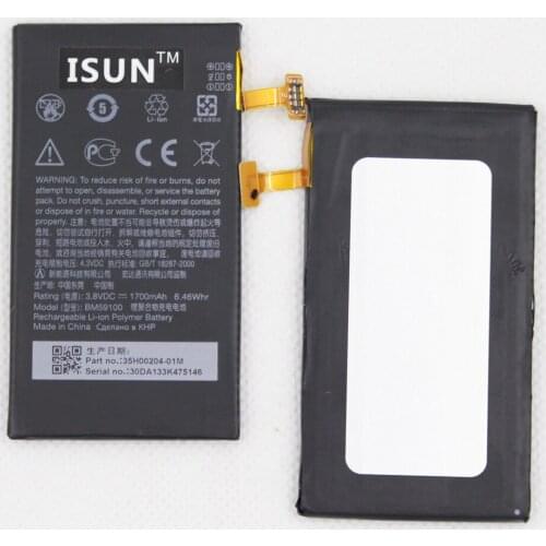 ISUNOO 5pcs/lot 1700mAh BM59100 Battery For HTC 8S A620e Windows Phone 8S Rio A620t A620d Phone Battery