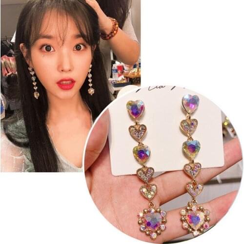 IU same fashion new love shape color Earrings Korean elegant high quality Earrings ресницы piercing man for women