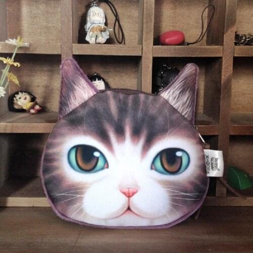 Creative Cute Cat Coin Purse Cute Cartoon Cat Cat Avatar 3D Printing Coin Banknote Coin Purse Ladies Student Small Bag Gift