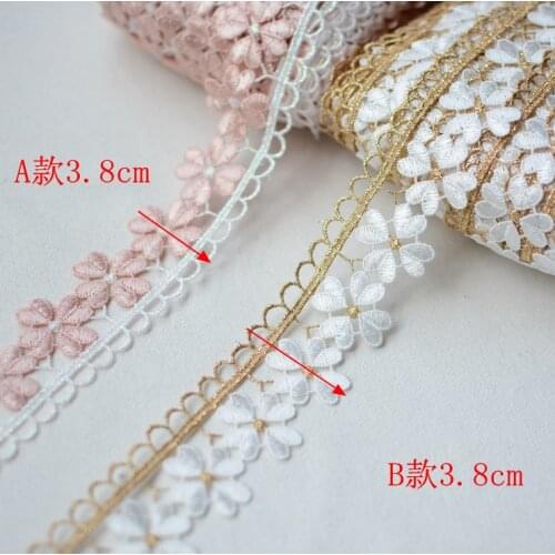 1 Yard Width 3.8cm High Quality Clover Gold Line Lace Ribbon Water Soluble Luxury Lace Trim DIY Embroidered For Sewing Decor