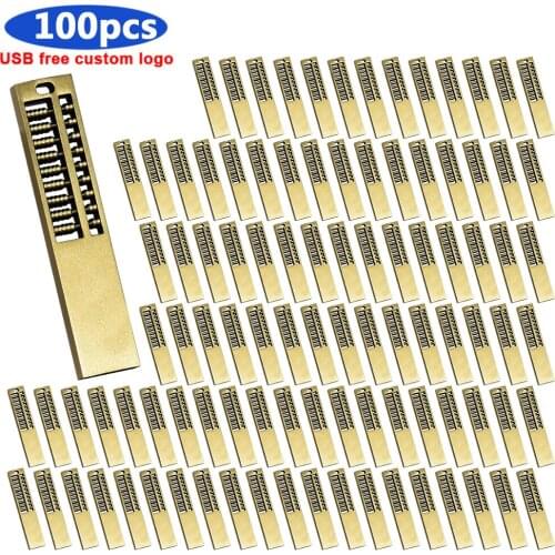 Metal 100pcs free logo USB 2.0 32GB 64GB Real capaciteit usb flash drive 128GB pendrive 16GB 8GB 4gb pen drive u disk flash gift
