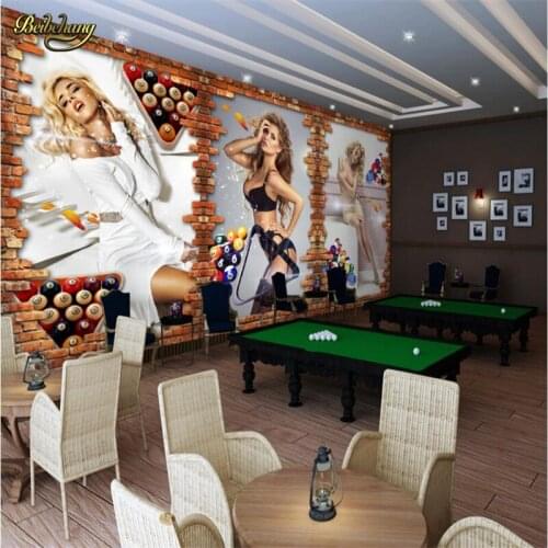 Beibehang Snooker room sexy woman Custom 3D Photo wall papers home decor Luxury Background Wall Mural Home Decor mural Wallpaper