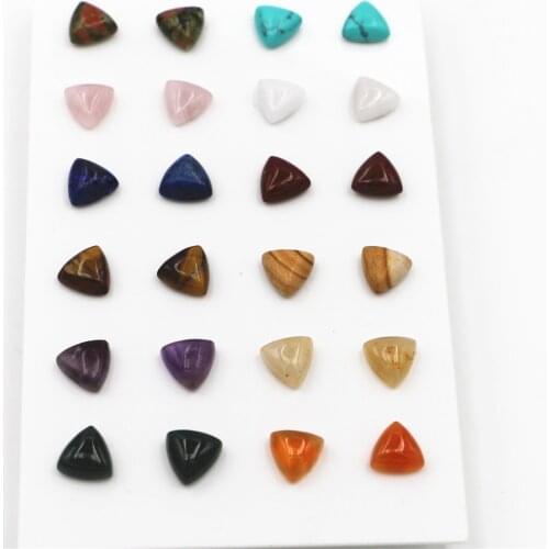 New Simple Trendy Geometric 10*10mm Natural Stone Stud Earrings Triangle Mix Color for Women Fashion Cute Small Wholesale 12Pair
