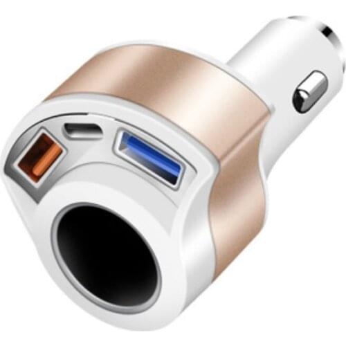 New QC3.0A Dual 2 USB Car Charging Cigarette Lighter Power Socket Adapter Splitter Type-c Car Charger Auto Interior Accessories