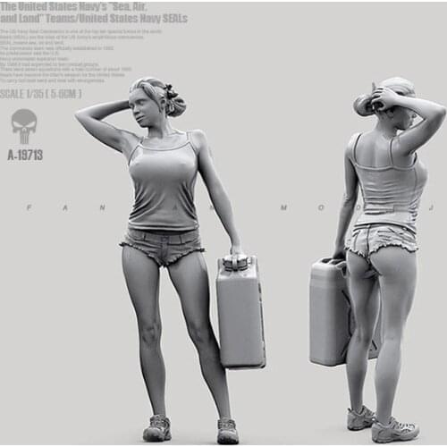 1/35 Resin Kits Beautiful terrain car female rider soldier model self-assembled A-19713