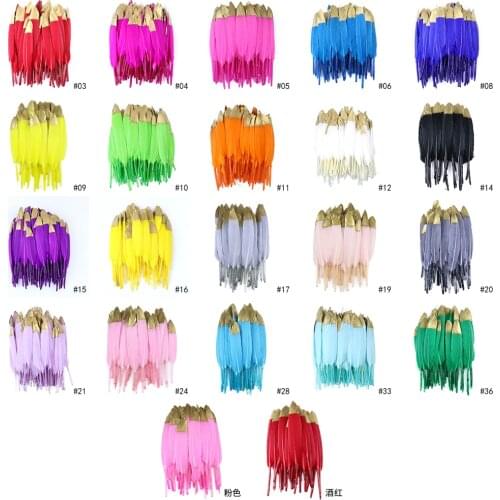 10/50pcs Gold Duck Goose Feathers for Crafts 10-15CM/4-6inch White Natural Feathers for Carnival Jewelry Making Plumas