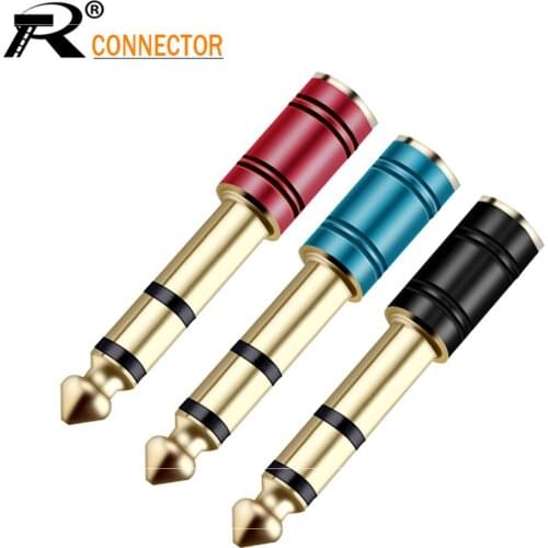 10pcs Paint Process Phone Jack Balance Audio Connector Adapter 6.35mm Stereo Male Plug to 3.5mm Stereo Female Jack Gold Plated