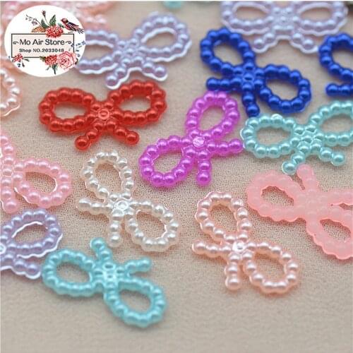 200pcs/lot 11x19mm mix color bowknot pearl Beads ABS Resin Flatback Simulated pearl Beads Jewelry Crafts