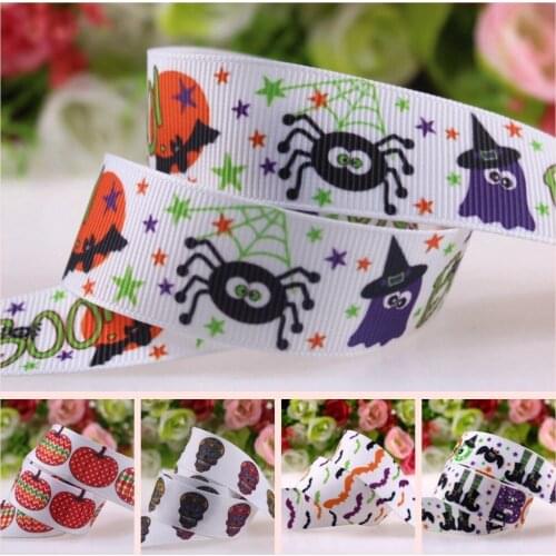 15 Halloween designs heat transfer Hallowmas grosgrain ribbon on 22mm-38mm 100yards/lot