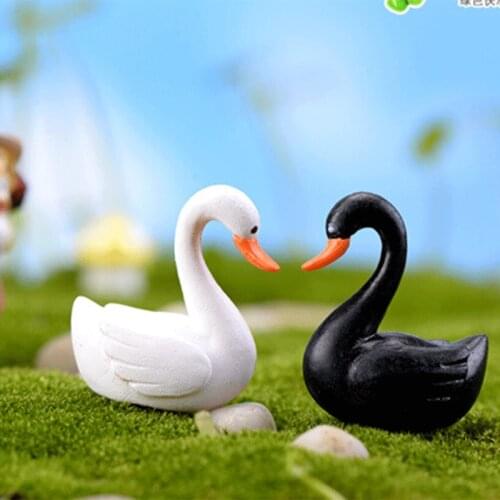2pcs Miniature Fairy Garden Ornament Decoration Home Decor Gnome Mini Swan Set Decor Resin Crafts Bonsai Terrarium Figurine