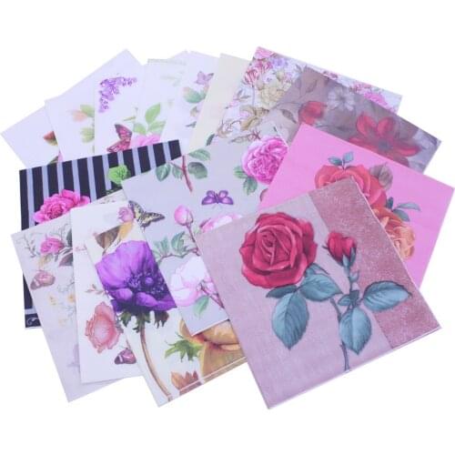 20pcs/set Flowers Rose Butterfly Paper Napkins Cafe&Party Tissue Napkins Decoupage Disposable Napkins Party Decor Decoration