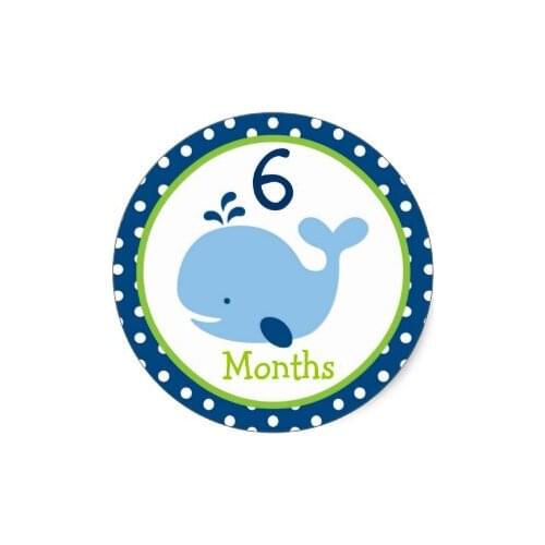3.8cm Nautical Whale Boy Monthly Milestone Stickers