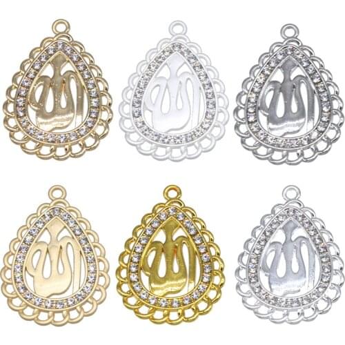 3pcs Arab Islamic Religious Women God Allah Golden Rhinestone Pendant Necklace Accessories Jewelry Muslim Ramadan Gift