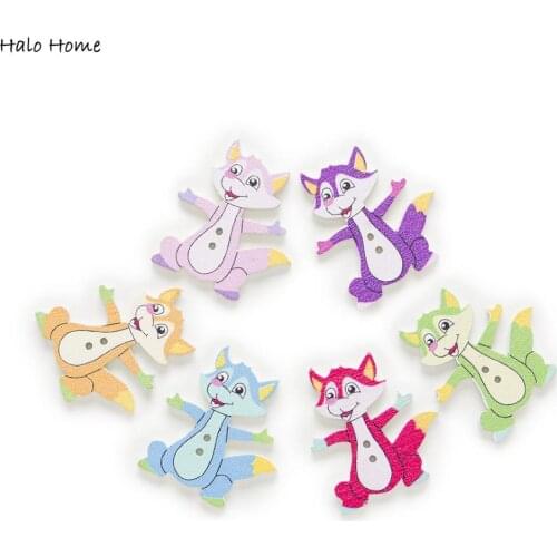 30pcs Cute Cat Wood Buttons for Sewing Scrapbooking Clothing Headwear Handmade Crafts Home Decor Accessories DIY 32mm