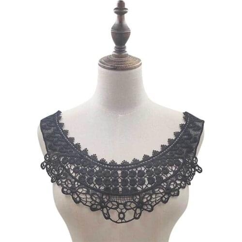 5Pcs White Black Lace Collar Beautiful Flower Applique Decoration DIY Fabric Sewing Accessories Free Shipping