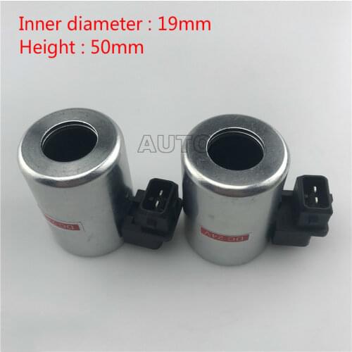 Excavator accessories Solenoid valve coil XCMG Sany coil inner diameter 19mm height 50mm 24V two plug