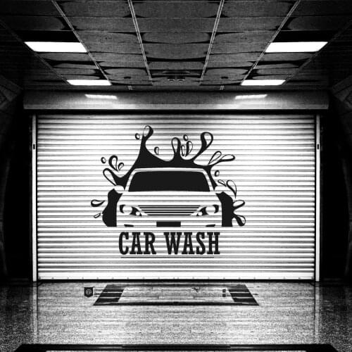 Car Splash With Water Silhouette Removable Vinyl Wall Sticker Decal Car Wash Service Wall Art Decoration A00970