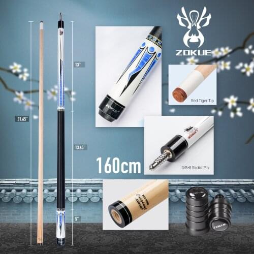 ZOKUE Billiard Cue 160cm 12.75mm Radial Pin Pool Cue Stick Featured Canadian Hard Maple Pool Cue Stick With Case For Tall Man
