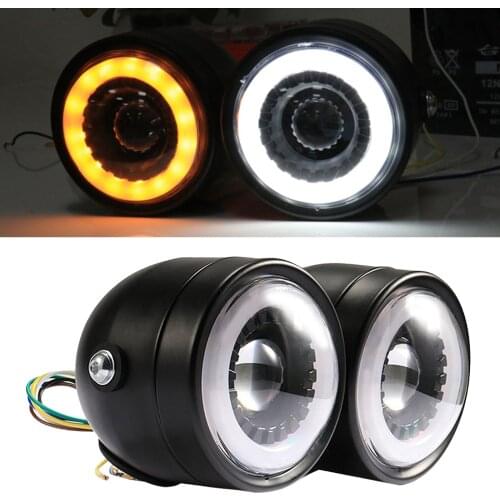 Dual Twin Headlight Headlamp Drive Light Universial Fit for Harley Cafe Racer Streetbike Motocross Scooters Cruisers Accessories