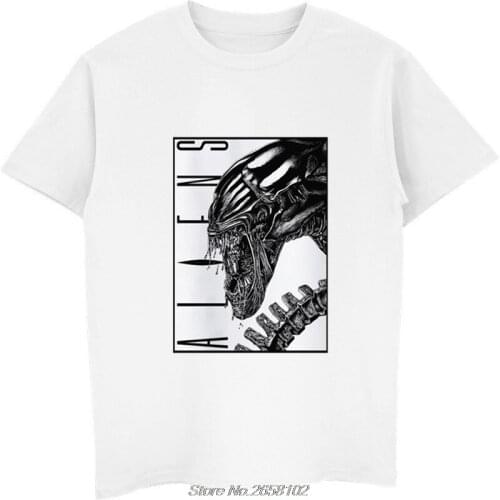 Alien T-shirt men summer t-shirt boy print tshirt anime t shirt brand clothing white color tops tees harajuku streetwear