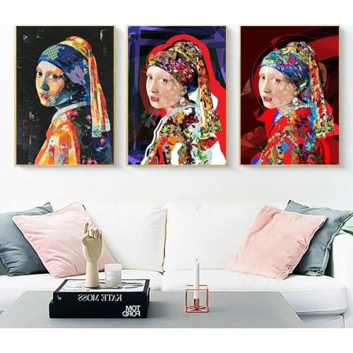 Graffiti Art Girl with A Pearl Earring Canvas Paintings on The Wall Famous Street Art Posters and Prints Modern Home Cuadros