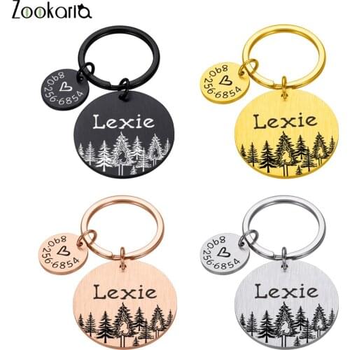 Anti-lost Dog ID Tag Dog Collar Forest Pet ID Name Phone Number Personalized Tag for Cat Puppy Dog Collar Tag Pendant